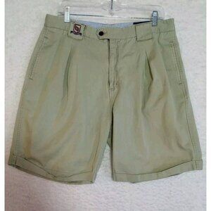 North River Men's Khaki Shorts Men's Size 34 Pleated Cuffed Vintage Crest Logo